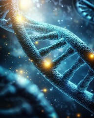 Poster - Futuristic glowing dna strands digital laboratory macro scientific exploration closeup innovative genetics