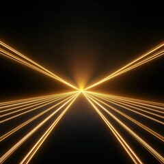 Poster - Dynamic light trails creating starburst patterns black background abstract art glowing energy wide angle visual impact
