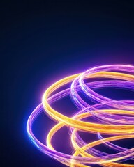 Poster - Dynamic light streaks spiraling on black background abstract art vivid colors digital design contrast modern concept