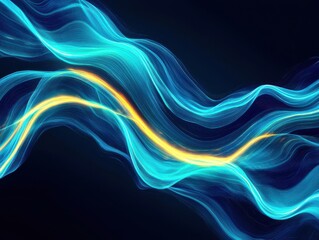 Poster - Dynamic electric light streaks abstract art digital background glowing patterns black environment conceptual design