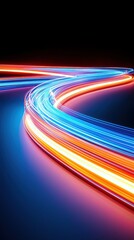 Poster - Dynamic bold neon light trails intertwining on a clean black background modern abstract art energetic atmosphere vibrant aesthetics