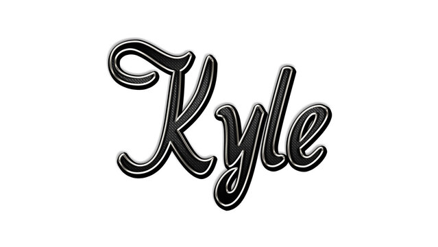 black metal 3d design of name Kyle on white background.