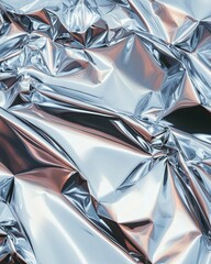 Poster - Artistic reflections of crumpled silver foil patterns in bold abstract environment
