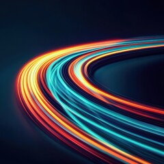 Poster - Dynamic neon light trails intertwining in dark space futuristic glow visualization abstract art