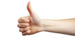 © CStock - A close-up of a human hand giving a thumbs up gesture against a white isolate background, symbolizing approval and positivity.