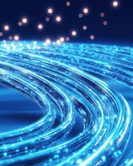 Poster - Illuminated dna strands in futuristic blue light scientific visualization abstract environment closeup view innovative concept