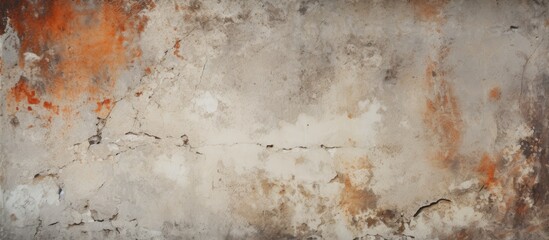 Poster - Textured aged cement wall background with gray and orange hues, featuring a worn surface and ample copy space for design elements.