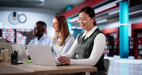 Poster - College Student Woman Learning Online With Laptop