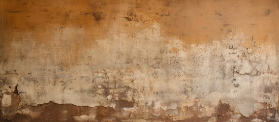 Poster - Worn aged concrete wall in shades of brown and beige with textured surface and visible damage offering ample space for text or images.