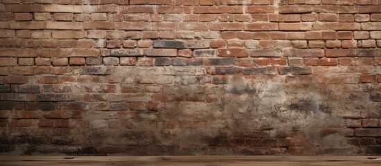 Aufkleber - Textured aged brick wall with red and grey tones, providing a rustic backdrop, featuring ample copy space at the center for design purposes.