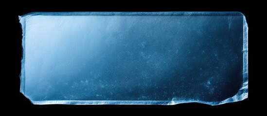 Fototapete - Transparent ice block with smooth edges, reflecting light in shades of blue against a black background, positioned horizontally.