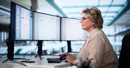 Poster - Accountant Using E Invoice Software At Computer