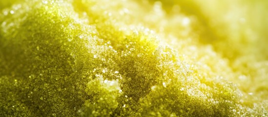 Aufkleber - Intricate crystalline structure of bright green sodium chlorite powder in soft lighting, showcasing texture and unique beauty in macro detail.