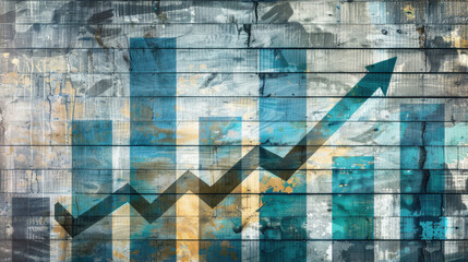 Poster - Abstract graph illustration showing upward trend on textured background, symbolizing growth and success in business or finance