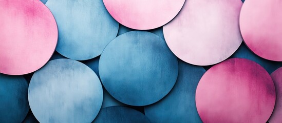 Fototapete - Geometric abstract background with pink and blue gradient circles arranged in a pattern on a textured surface creating a captivating visual effect
