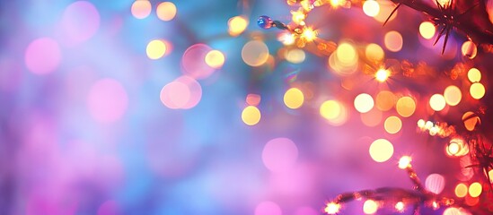Leinwandbilder - Colorful bokeh lights create a magical atmosphere with vibrant pink, blue, and orange hues blurred in the background for festive celebrations