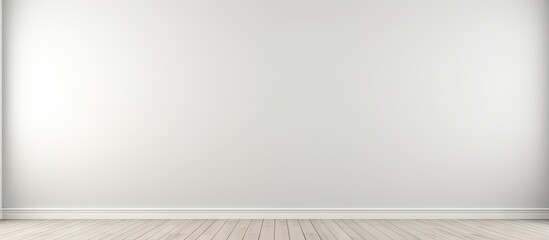 Aufkleber - Bright minimalist room featuring a clean white wall and light wooden floor, creating an airy and open space ideal for design concepts.