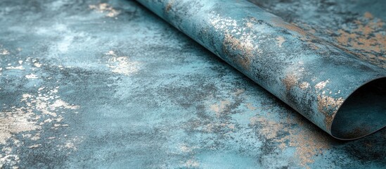 Poster - Textured light teal metallic surface with a glossy finish showcasing soft blue and gold tones, emphasizing depth and sheen in a rolled design.