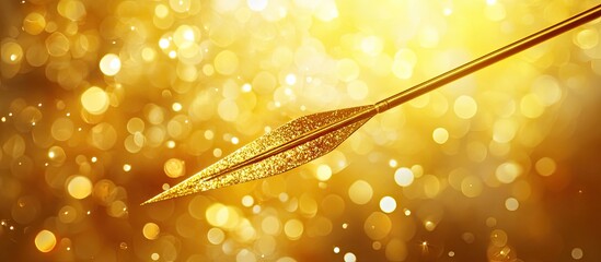 Aufkleber - golden arrow piercing through shimmering golden bokeh background, vibrant and dynamic, creating an i