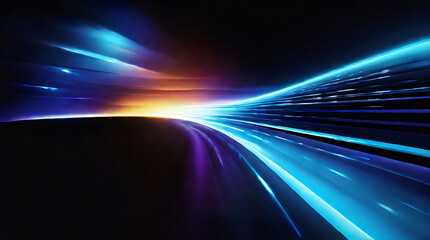 Poster - Blue spectrum lights with black background. ai