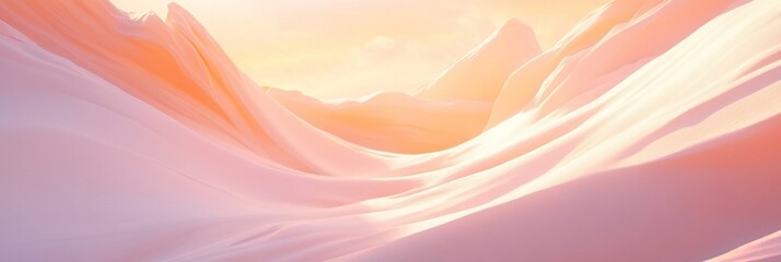Poster - Abstract pastel landscape with soft curves and dreamy light effects creating an organic flowing texture