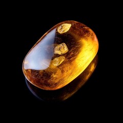Poster - Closeup of polished amber stone natural gemstone studio setting warm tones organic beauty