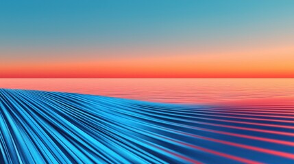 Poster - Dynamic gradient of blue and red tones over water surface abstract aesthetic vibrant colors tranquil viewpoint