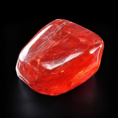 Poster - Closeup of a polished deep red spinel stone elegant display gemstone dark background radiant beauty
