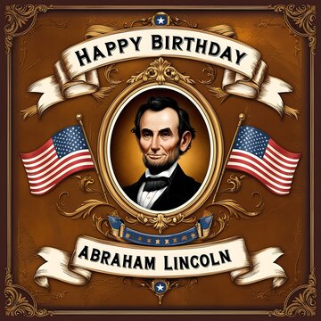 Abraham Lincoln's birthday poster, USA President. Vector illustration. February 12 - Abraham Lincoln's Birthday