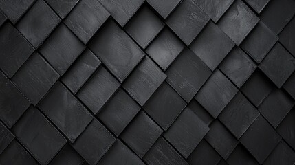 Poster - Rows of seamless black ceramic roof tiles create a striking visual effect, enhancing architectural beauty with their geometric arrangement and contemporary style in a serene setting
