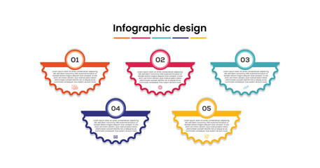 Poster - Modern Business infographic template. 5 Step timeline journey. Process diagram, 5 options on white background, Info graph elements vector illustration. Modern shape