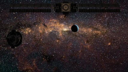 Wall Mural - spaceship travel through deep space to earth.