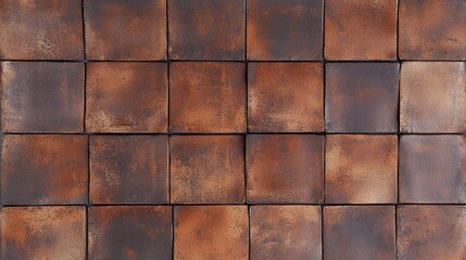 Poster - A stunning display of seamless terracotta roof tiles, each piece showcasing unique earthy tones, adds a warm, rustic charm to contemporary architecture during bright daylight