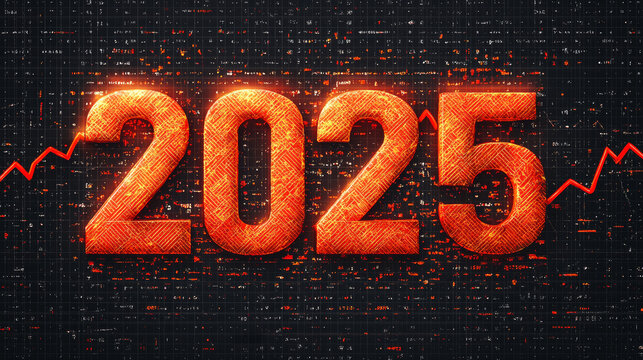 Bold Dynamic Design of 2025 with Graphical Elements and Digital Background