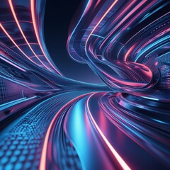 Wall Mural - 3d illustration of abstract technology background with high tech elements, computer generated
