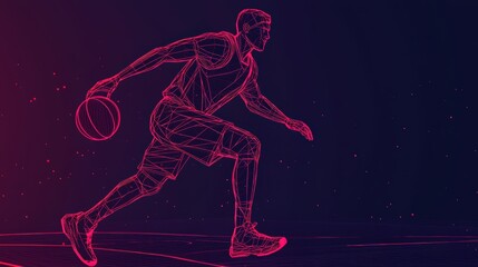 Poster - Abstract Basketball Player in Motion Dynamic Digital Art