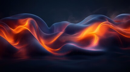 Fototapete - Abstract Orange and Blue Wave Pattern Digital Art