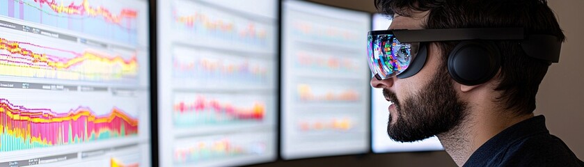 Poster - a professional using an augmented reality headset to evaluate statistical data in real-time