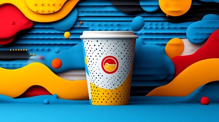 Poster - Colorful Abstract Background Featuring a Coffee Cup