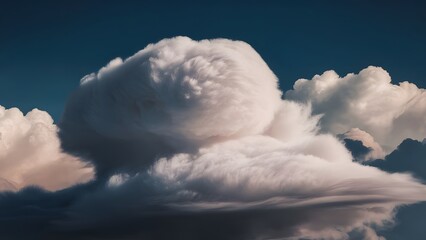 dramatic fluffy cloudscape ai art: stunning white clouds against deep blue sky