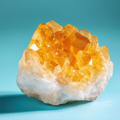 Poster - Closeup of citrine crystal natural setting gemstone vibrant colors radiant warmth