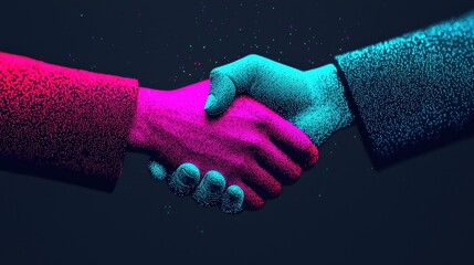 Poster - Colorful Handshake Symbolizing Partnership and Collaboration in Modern Business
