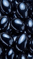 Poster - Closeup of shiny black onyx beads studio setting product modern premium mood reflective highlights
