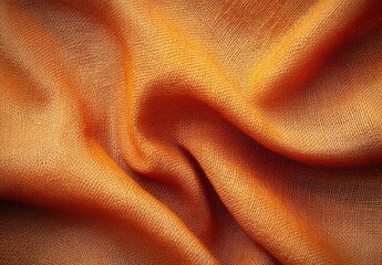 Poster - Close-up View of Soft Textured Orange Fabric Showcasing Pleats and Waves, Ideal for Backgrounds, Fashion, Textile Design, and Creative Projects in Vibrant Color Palette
