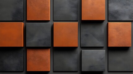 Poster - Abstract textured blocks in orange and grey