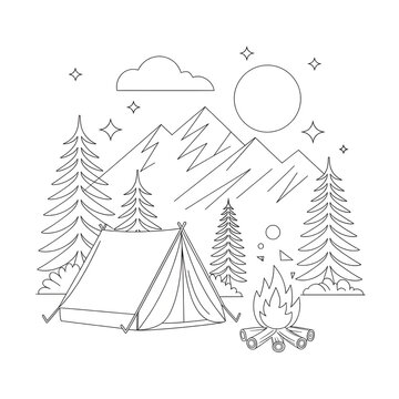 camping in the woods
