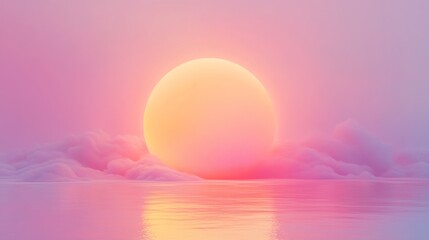 Wall Mural - pastel sunrise over a calm pink ocean