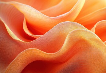 Poster - Delicate Waves of Sheer Orange Fabric Creating a Soft and Elegant Textile Surface for Backgrounds, Fashion, Arts, and Creative Projects