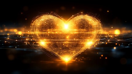 Poster - Glowing Energetic Heart Abstract Art Design