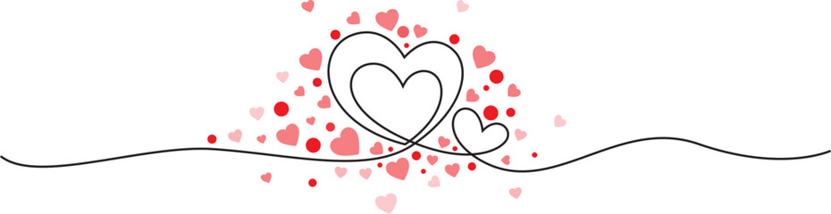 Heart shape continuous single line drawing with color. Vector eps 10